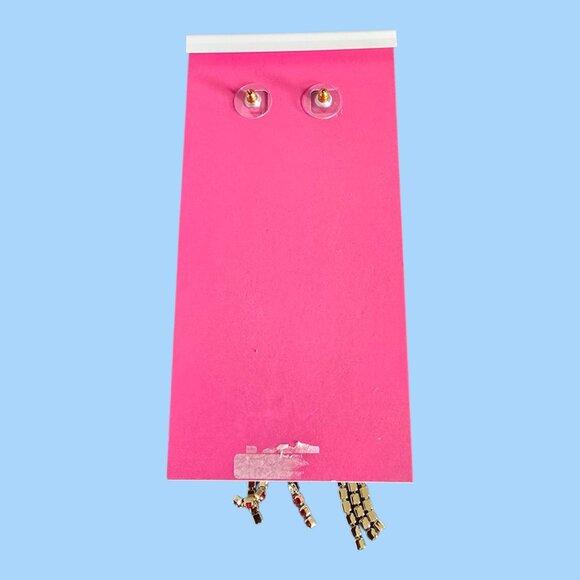 Betsey Johnson Long Candy Cane Red & White Rhinestone Dangle Earrings 5" Long - Picture 5 of 5